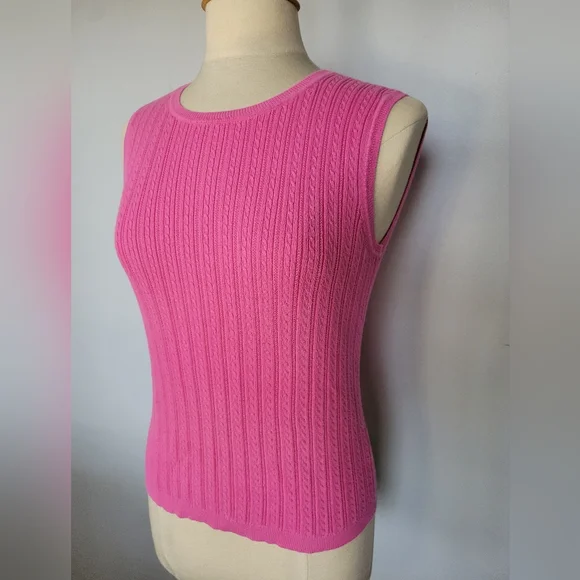 Foxcroft Set of Two Pink & Purple Cable Knit Sleeveless Sweater Vests SZ M - Picture 9 of 14